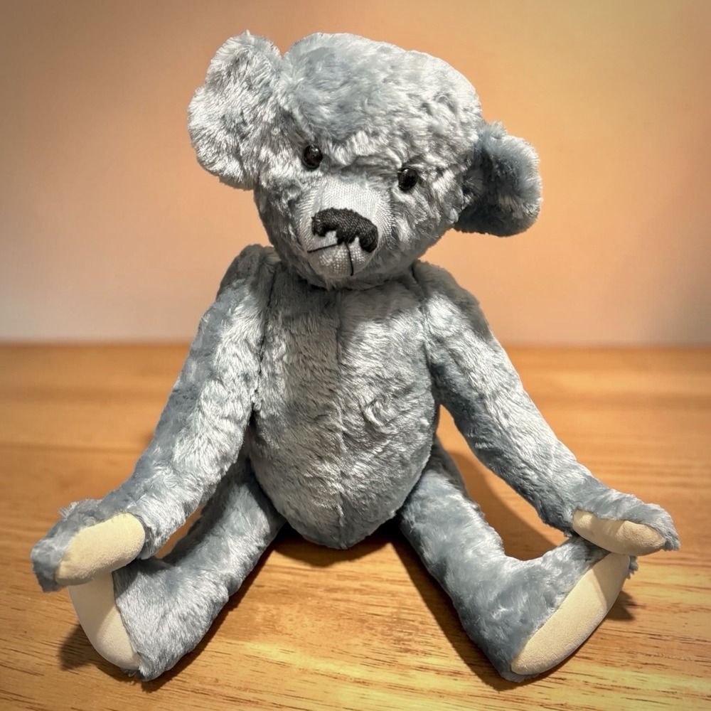 Artisan Vintage blue mohair & Leather Teddy Bear 24" Cute Whimsical